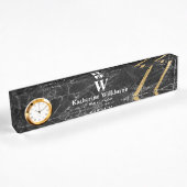 Berufliches Schwarz-Gold-Marmor-Monogramm Namensplakette