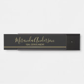 Berufliches Schwarz & Gold mit modernem Skriptname Türschild (Vorderseite )