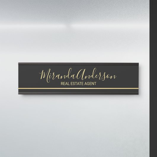 Berufliches Schwarz & Gold mit modernem Skriptname Türschild
