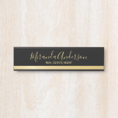 Berufliches Schwarz & Gold mit modernem Skriptname Türschild (Vorderseite )