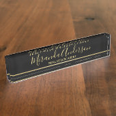 Berufliches Schwarz & Gold mit modernen Skriptname Namensplakette (Seite)