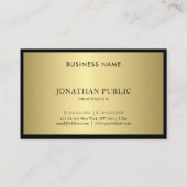 Berufliches Schwarz-Gold-Mit Monogramm Schlichtes  Visitenkarte (Rückseite)