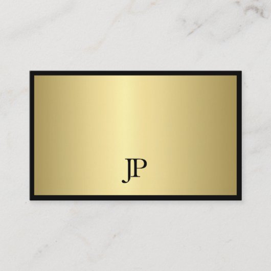 Berufliches Schwarz-Gold-Mit Monogramm Schlichtes  Visitenkarte (Vorderseite)