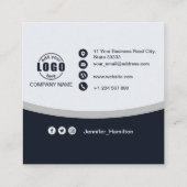Berufliches Schwarz-Grau-Logo hinzufügen QR-Code Quadratische Visitenkarte (Rückseite)