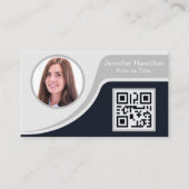 Berufliches Schwarz-Grau-Logo hinzufügen QR-Geschä Visitenkarte (Vorderseite)