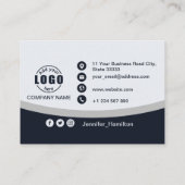 Berufliches Schwarz-Grau-Logo hinzufügen QR-Geschä Visitenkarte (Rückseite)