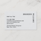 Berufliches Schwarz-Grau Modernes Minimales Monogr Visitenkarte (Rückseite)