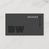 Berufliches Schwarz-Grau Modernes Minimales Monogr Visitenkarte (Vorderseite)