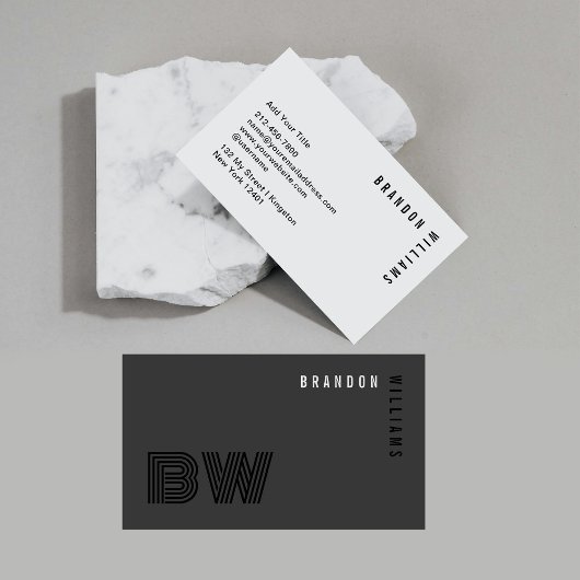 Berufliches Schwarz-Grau Modernes Minimales Monogr Visitenkarte