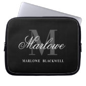 Berufliches Schwarz-Grau-Monogramm-Skript Laptopschutzhülle (Vorderseite)
