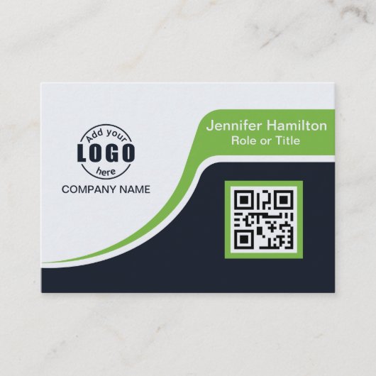 Berufliches Schwarz Grün hinzufügen QR-Code-Bus fü Visitenkarte (Vorderseite)