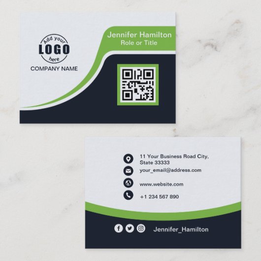 Berufliches Schwarz Grün hinzufügen QR-Code-Bus fü Visitenkarte (Vorne/Hinten)