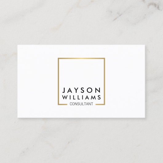 Berufliches Schwarz-Imitat-Gold-Quadrat-Logo I Visitenkarte (Vorderseite)