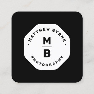 Berufliches Schwarz-Monogramm-Fotograf-Emblem B Quadratische Visitenkarte