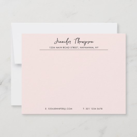 Berufliches Schwarz-Pink-Script-Geschäft Mitteilungskarte (Vorderseite)