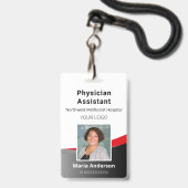 Berufliches Schwarz-Rot-ID-Abzeichen für Mitarbeit Ausweis (Vorderseite mit Lanyard)