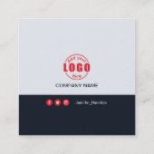 Berufliches Schwarz-Rot-Logo hinzufügen QR-Code Quadratische Visitenkarte (Rückseite)