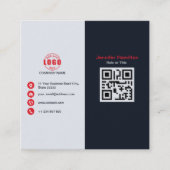 Berufliches Schwarz-Rot-Logo hinzufügen QR-Code Quadratische Visitenkarte (Vorderseite)