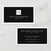 Berufliches, schwarz-schlicht-weißes Randlogo Visitenkarte (Vorne/Hinten)