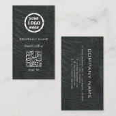 Berufliches Schwarz-Silber-Design Moderner QR-Code Visitenkarte (Vorne/Hinten)