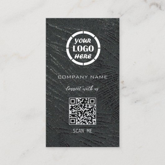 Berufliches Schwarz-Silber-Design Moderner QR-Code Visitenkarte (Vorderseite)