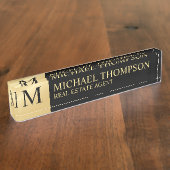 Berufliches Schwarz und Gold Namensplakette (Seite)