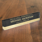 Berufliches Schwarz und Gold Namensplakette (Seite)