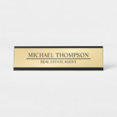 Berufliches Schwarz und Gold Schreibtischnamensplakette (Vorderseite )