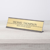 Berufliches Schwarz und Gold Schreibtischnamensplakette (Vorderseite )