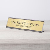 Berufliches Schwarz und Gold Schreibtischnamensplakette (Vorderseite )