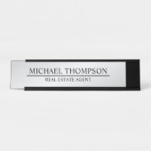 Berufliches Schwarz und Silber Schreibtischnamensplakette (Vorderseite )