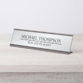 Berufliches Schwarz und Silber Schreibtischnamensplakette (Vorderseite )