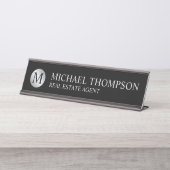 Berufliches Schwarz und Silber Schreibtischnamensplakette (Vorderseite )