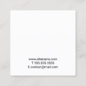 Berufliches Schwarz und Weiß Quadratische Visitenkarte (Rückseite)