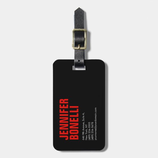 Berufliches Schwarz-Weiß Gepäckanhänger (Vorderseite vertikal)