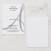 Berufliches Schwarz-weiß-Graukalligraphisches Mono Visitenkarte (Vorne/Hinten)