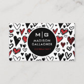 Berufliches Schwarz-Weiß-Liebe Herz Visitenkarte (Vorderseite)