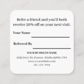 Berufliches Schwarz-Weiß-Logo Empfehlungskarte (Rückseite)