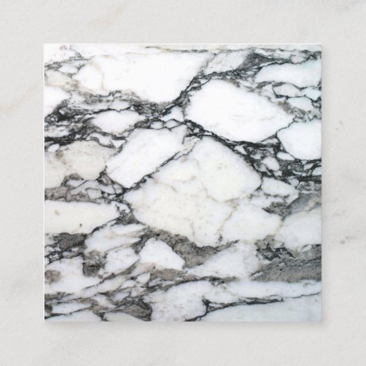 Berufliches Schwarz-Weiß-Marmor Quadratische Visitenkarte (Rückseite)