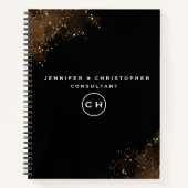 Berufliches Schwarz-Weiß-Monogramm, erster Editor Notizblock (Vorderseite)