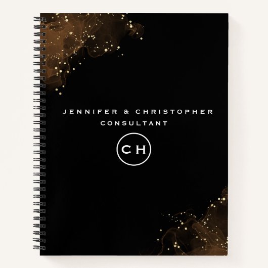 Berufliches Schwarz-Weiß-Monogramm, erster Editor Notizblock (Vorderseite)