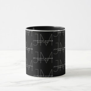 Berufliches Schwarz-Weiß-Monogramm-Muster Tasse