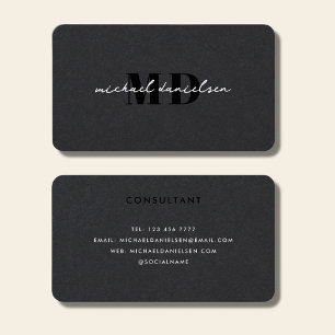 Berufliches Schwarz-Weiß-Script-Monogramm Visitenkarte