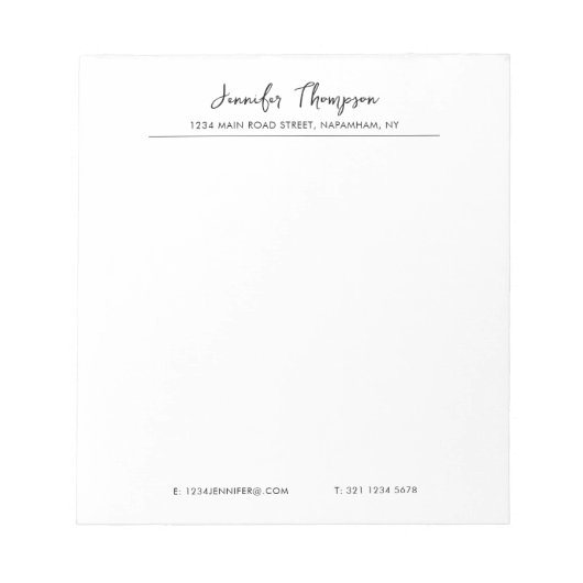 Berufliches Schwarz-Weiß-Skript Notizblock (Vorderseite)