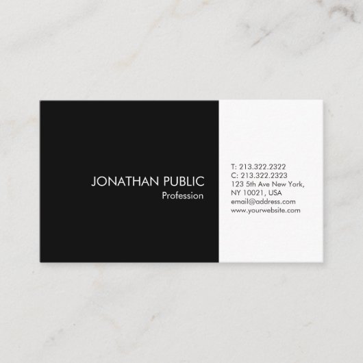 Berufliches Schwarz-weißes Elegantes künstlerische Visitenkarte (Vorderseite)