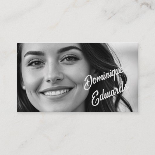 Berufliches Schwarz-weißes Foto Social Media Visitenkarte (Vorderseite)