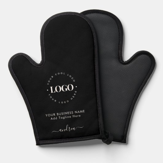 Berufliches Schwarz-weißes Logo Ofenhandschuh (Vorderseite/Rückseite)