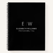 Berufliches Schwarz-weißes Monogramm-Geschäft Notizblock (Vorderseite)