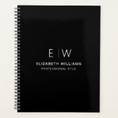 Berufliches Schwarz-weißes Monogramm-Geschäft Planer (Vorderseite)