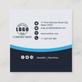 Berufliches Schwarzes Blau Fügen Sie Ihrem Logo QR Quadratische Visitenkarte (Rückseite)